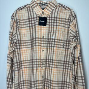 Eddie Bauer Plaid Flannel Long‎ Sleeve Classic Fit Button Down Shirt - Large